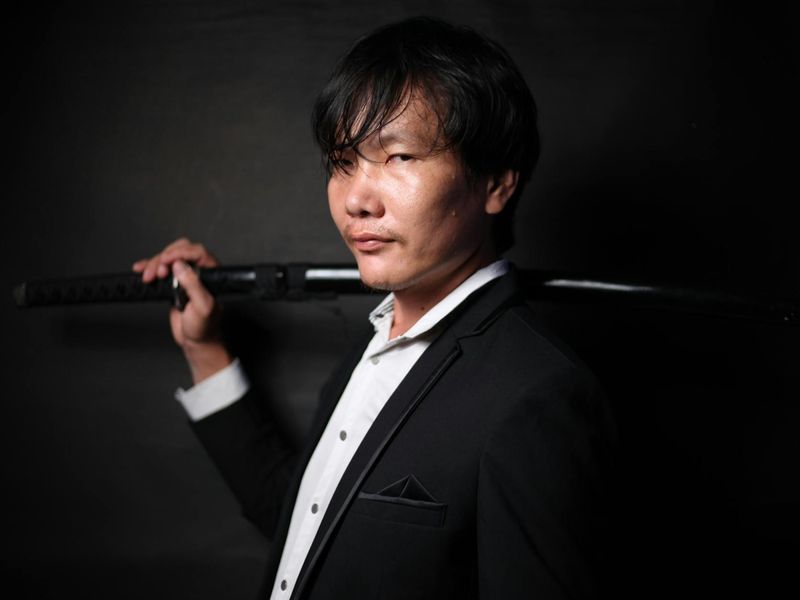 Person looking into the distance with sharp focus concept.